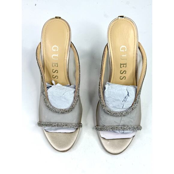Guess Mansa Rhinestone Mesh Heels Size 6.5M Light Natural NWT - Picture 3 of 7